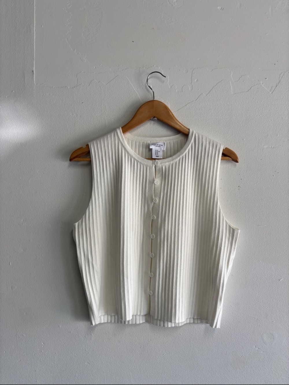 Song of Style Cream Ribbed Button-Front Tank